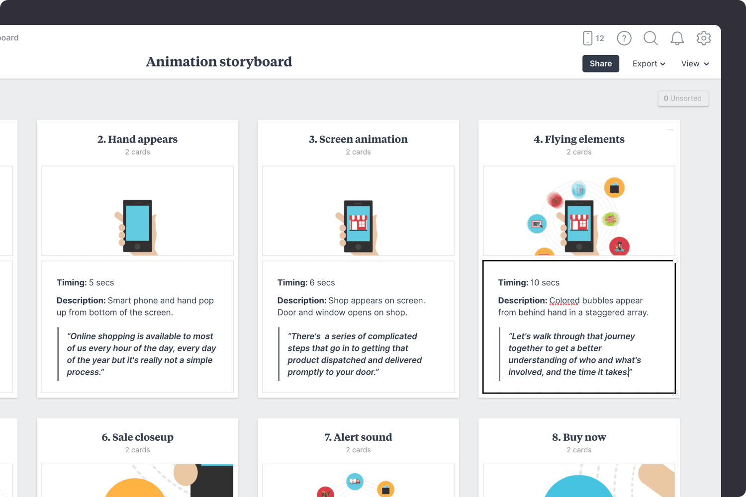 Milanote animation storyboard template step04